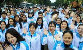 Đại biểu ĐH toàn quốc Hội Sinh viên rạng rỡ trên Quảng trường Ba Đình