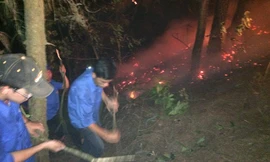 Áo xanh tham gia cứu hoả tại núi Hàm Lợn