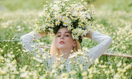 Thiếu nữ phương Tây khoe sắc giữa đồng hoa hoạ mi Hà thành