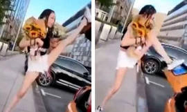 Dùng chân đóng cốp sau xế hộp từng là trào lưu đo chân ai dài của giới trẻ Trung Quốc