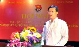 Anh Lê Quốc Phong - Ủy viên dự khuyết BCH T.Ư Đảng, Bí thư thứ nhất T.Ư Đoàn phát biểu khai mạc hội nghị 