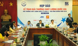 họp báo Lễ trao Giải thưởng chất lượng quốc gia, Giải thưởng chất lượng quốc tế Châu Á – Thái Bình Dương năm 2018. Ảnh: Xuân Tùng