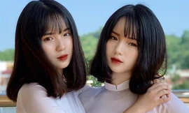 Nhan sắc gây sốt của cặp song sinh Hằng Nga 