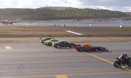 Cuộc đua thú vị giữa siêu xe, siêu mô tô và máy bay phản lực.