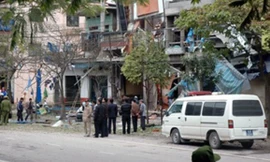 Hiện trường nơi xảy ra vụ nổ mìn.