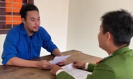 Đối tượng Lê Văn Minh tại cơ quan công an.