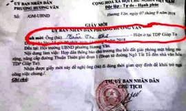 Mặc dù bà Trần Thị Thư đã mất, nhưng phường vẫn phát giấy mời gửi người này dự họp liên quan GPMB đất đai