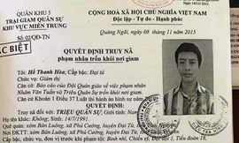 Quyết định truy nã đối tượng đặc biệt nguy hiểm Triệu Quân Sự.