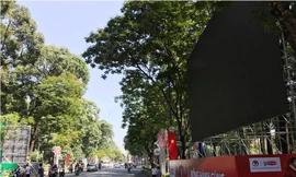 Hạn chế phương tiện lưu thông qua đường Lê Duẩn bể phục vụ người dân xem bóng đá.