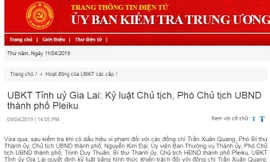 Kỷ luật Chủ tịch, Phó Chủ tịch UBND thành phố Pleiku