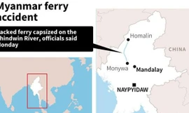 Nơi xảy ra vụ tai nạn phà ở Myanmar.