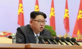 Lãnh đạo Triều Tiên Kim Jong Un phát biểu trong cuộc họp của Đại hội đảng Lao động lần 7 của nước này