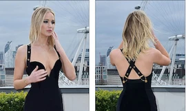 Jennifer Lawrence 'gây thương nhớ' với váy xẻ sâu khoe vòng 1 nóng bỏng