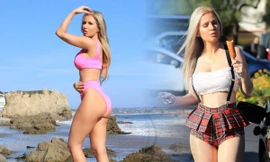 Mỹ nhân Brazil thích 'khoe thân' bất ngờ diện đồ nữ sinh cũn cỡn