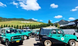 Xe U-oát vận chuyển du khách ở KDL Lang Biang