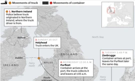 Đường đi của container và xe tải. Đồ họa: CNN.