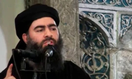 Hình ảnh thủ lĩnh IS Abu Bakr al-Baghdadi trong video đăng trên website của IS hôm 5/7/2014. Nguồn: AP.