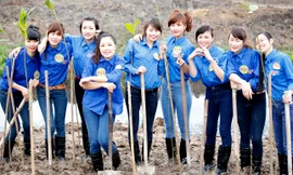 Người đẹp Kinh Bắc trồng cây bảo vệ môi trường 