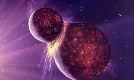 Hình ảnh đồ họa về vụ va chạm giữa Theia với Trái Đất non trẻ