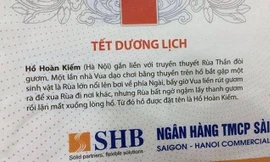 Tờ lịch đăng sự tích hồ Hoàn Kiếm của ngân hàng SHB ngày 1/1//2014.