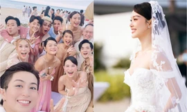 Minh Hằng diện váy cưới đẹp như công chúa, Khả Như "tố" chờ 2 tiếng chưa được chụp với cô dâu