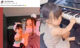 Hết giành mic của mẹ, bé Winnie lại trổ tài chơi piano khiến fan Đông Nhi cưng hết mực