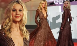 Diễn viên Isabel May mặc xẻ sâu diện mốt ngực trần lên thảm đỏ