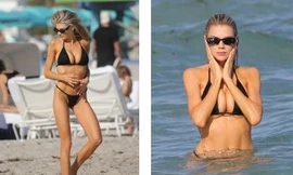 'Biểu tượng gợi cảm' Charlotte McKinney quyến rũ nổi bật ở biển
