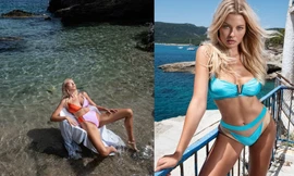 'Mát mắt' ngắm nàng mẫu phô dáng với áo tắm giữa biển xanh