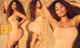 Vũ nữ thoát y Blac Chyna mặc váy màu nude bó sát, thả dáng cực nóng bỏng