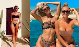 Mẫu cao 1m80 Devon Windsor khoe dáng tuyệt mỹ bên hội chị em hoa hậu ở biển