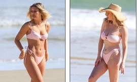 Nàng mẫu 9x nước Úc trắng nõn nà cực gợi cảm với áo tắm hồng phớt