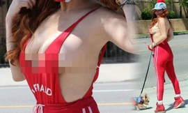 'Thả rông' vòng 1 xuống phố giữa đại dịch, Phoebe Price gây 'sốc'