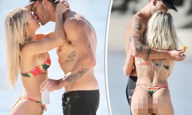 Hotgirl 9x người Úc liên tục tình tứ bạn trai ở biển