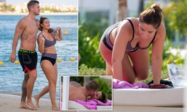 Sao truyền hình Anh gợi cảm, liên tục tình tứ chồng ở biển