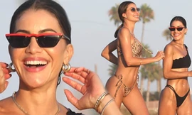 Blogger thời trang nổi tiếng diện bikini lệch vai tôn dáng quyến rũ ở biển