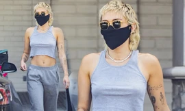 Miley Cyrus lại diện mốt không nội y xuống phố
