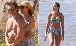 Hoa hậu hoàn vũ Úc Rachael Finch tình tứ với chồng ở biển