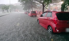 Mưa như trút, lo lụt lịch sử lặp lại, người dân Đà Nẵng hối hả đưa ô tô đi tránh ngập