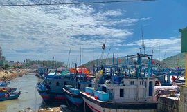 Tàu thuyền neo đậu tại cảng cá Phổ Quang, thị xã Đức Phổ (Quảng Ngãi).