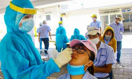 Lấy mẫu xét nghiệm cho công nhân tại các KCN ở Đà Nẵng. Ảnh: T.Trần