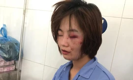 Chị H. bị thương đang điều trị tại bệnh viện.