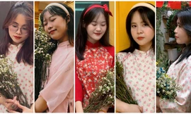 Sinh viên khoa Văn 'bắt trend' diện áo dài check in đón Xuân sớm với niềm tự hào Tết cổ truyền dân tộc