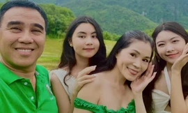 Bà xã Quyền Linh khoe ảnh gia đình hạnh phúc, 2 con gái được khen nức nở