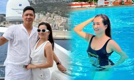 Bình Minh cùng vợ đi du lịch châu Âu, bà xã Anh Thơ đẹp gợi cảm với áo tắm
