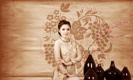 Người đẹp diện áo dài lụa, đi guốc mộc đón Tết xưa