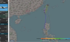 Hành trình của chiếc máy bay C-40A từ Philippines đến Đài Loan được đưa lên Facebook. (Ảnh: Taiwan News)