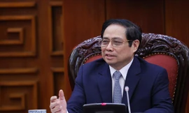 Thủ tướng Phạm Minh Chính tại cuộc tiếp Đại sứ Trung Quốc Hùng Ba. (Ảnh: Mofa)