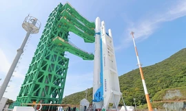 Tên lửa Nuri được đặt tại Trung tâm vũ trụ Naro ở Goheung, tỉnh South Jeolla. (Ảnh: Korea Times)