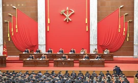 Quang cảnh cuộc họp của Trung ương đảng Lao động Triều Tiên vào tháng 2/2021. (Ảnh: KCNA)